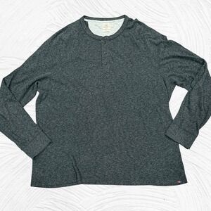 Faherty‎ Brand Mens Charcoal Gray Organic Cotton Long Sleeve Henley Shirt XXL